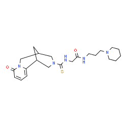 ChemSpider 2D Image | N~2~-[(6-Oxo-7,11-diazatricyclo[7.3.1.0~2,7~]trideca-2,4-dien-11-yl)carbonothioyl]-N-[3-(1-piperidinyl)propyl]glycinamide | C22H33N5O2S