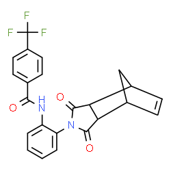 ChemSpider 2D Image | N-[2-(3,5-Dioxo-4-azatricyclo[5.2.1.0~2,6~]dec-8-en-4-yl)phenyl]-4-(trifluoromethyl)benzamide | C23H17F3N2O3