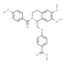 ChemSpider 2D Image | Methyl 4-{[6,7-dimethoxy-2-(4-methoxybenzoyl)-1,2,3,4-tetrahydro-1-isoquinolinyl]methoxy}benzoate | C28H29NO7