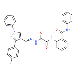 ChemSpider 2D Image | 2-{[(2-{[3-(4-Methylphenyl)-1-phenyl-1H-pyrazol-4-yl]methylene}hydrazino)(oxo)acetyl]amino}-N-phenylbenzamide | C32H26N6O3