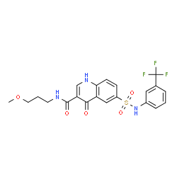 ChemSpider 2D Image | N-(3-Methoxypropyl)-4-oxo-6-{[3-(trifluoromethyl)phenyl]sulfamoyl}-1,4-dihydro-3-quinolinecarboxamide | C21H20F3N3O5S