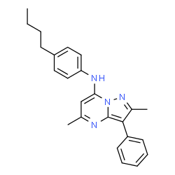 ChemSpider 2D Image | N-(4-Butylphenyl)-2,5-dimethyl-3-phenylpyrazolo[1,5-a]pyrimidin-7-amine | C24H26N4