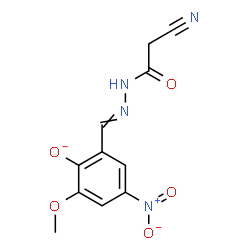 ChemSpider 2D Image | 2-{[(Cyanoacetyl)hydrazono]methyl}-6-methoxy-4-nitrophenolate | C11H9N4O5