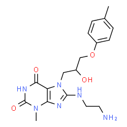 ChemSpider 2D Image | 8-[(2-Aminoethyl)amino]-7-[2-hydroxy-3-(4-methylphenoxy)propyl]-3-methyl-3,7-dihydro-1H-purine-2,6-dione | C18H24N6O4