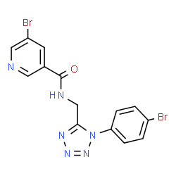 ChemSpider 2D Image | 5-Bromo-N-{[1-(4-bromophenyl)-1H-tetrazol-5-yl]methyl}nicotinamide | C14H10Br2N6O