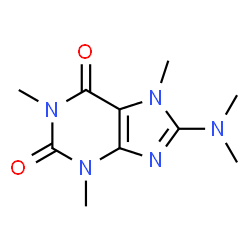ChemSpider 2D Image | 8-Dimethylamino-1,3,7-trimethyl-3,7-dihydropurine-2,6-dione | C10H15N5O2