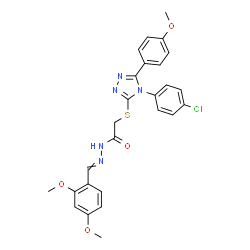 ChemSpider 2D Image | 2-{[4-(4-Chlorophenyl)-5-(4-methoxyphenyl)-4H-1,2,4-triazol-3-yl]sulfanyl}-N'-(2,4-dimethoxybenzylidene)acetohydrazide | C26H24ClN5O4S