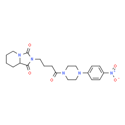 ChemSpider 2D Image | 2-{4-[4-(4-Nitrophenyl)-1-piperazinyl]-4-oxobutyl}tetrahydroimidazo[1,5-a]pyridine-1,3(2H,5H)-dione | C21H27N5O5