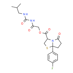 ChemSpider 2D Image | 2-[(Isobutylcarbamoyl)amino]-2-oxoethyl 7a-(4-fluorophenyl)-5-oxohexahydropyrrolo[2,1-b][1,3]thiazole-3-carboxylate | C20H24FN3O5S