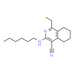 ChemSpider 2D Image | 1-Ethyl-3-(hexylamino)-5,6,7,8-tetrahydro-4-isoquinolinecarbonitrile | C18H27N3