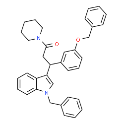 ChemSpider 2D Image | 3-(1-Benzyl-1H-indol-3-yl)-3-[3-(benzyloxy)phenyl]-1-(1-piperidinyl)-1-propanone | C36H36N2O2