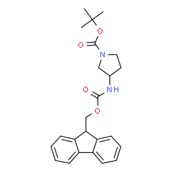 ChemSpider 2D Image | 2-Methyl-2-propanyl 3-{[(9H-fluoren-9-ylmethoxy)carbonyl]amino}-1-pyrrolidinecarboxylate | C24H28N2O4