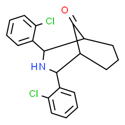 ChemSpider 2D Image | 2,4-Bis(2-chlorophenyl)-3-azabicyclo[3.3.1]nonan-9-one | C20H19Cl2NO