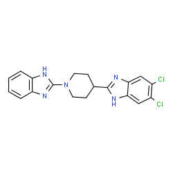 ChemSpider 2D Image | 2-[1-(1H-Benzimidazol-2-yl)-4-piperidinyl]-5,6-dichloro-1H-benzimidazole | C19H17Cl2N5