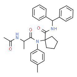 ChemSpider 2D Image | 1-[(N-Acetylalanyl)(4-methylphenyl)amino]-N-(diphenylmethyl)cyclopentanecarboxamide | C31H35N3O3