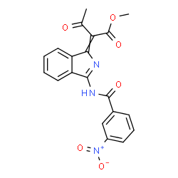 ChemSpider 2D Image | Methyl 2-{3-[(3-nitrobenzoyl)amino]-1H-isoindol-1-ylidene}-3-oxobutanoate | C20H15N3O6