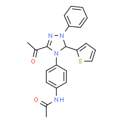 ChemSpider 2D Image | N-{4-[3-Acetyl-1-phenyl-5-(2-thienyl)-1,5-dihydro-4H-1,2,4-triazol-4-yl]phenyl}acetamide | C22H20N4O2S