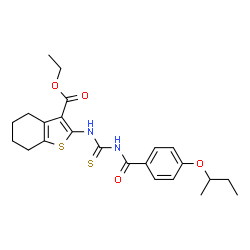 ChemSpider 2D Image | Ethyl 2-{[(4-sec-butoxybenzoyl)carbamothioyl]amino}-4,5,6,7-tetrahydro-1-benzothiophene-3-carboxylate | C23H28N2O4S2