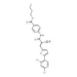 ChemSpider 2D Image | Butyl 4-({2-cyano-3-[5-(2,4-dichlorophenyl)-2-furyl]acryloyl}amino)benzoate | C25H20Cl2N2O4