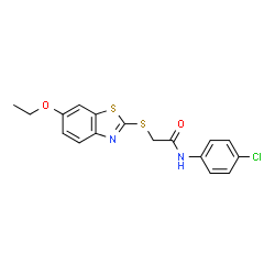 ChemSpider 2D Image | N-(4-Chlorophenyl)-2-[(6-ethoxy-1,3-benzothiazol-2-yl)sulfanyl]acetamide | C17H15ClN2O2S2