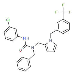 ChemSpider 2D Image | 1-Benzyl-3-(3-chlorophenyl)-1-({1-[3-(trifluoromethyl)benzyl]-1H-pyrrol-2-yl}methyl)urea | C27H23ClF3N3O