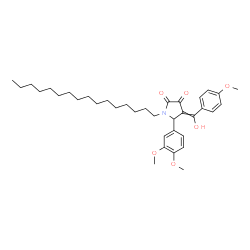 ChemSpider 2D Image | 5-(3,4-Dimethoxyphenyl)-1-hexadecyl-4-[hydroxy(4-methoxyphenyl)methylene]-2,3-pyrrolidinedione | C36H51NO6