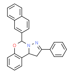 ChemSpider 2D Image | 5-(2-Naphthyl)-2-phenyl-1,10b-dihydropyrazolo[1,5-c][1,3]benzoxazine | C26H20N2O