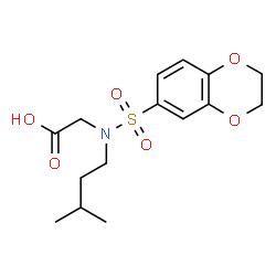 ChemSpider 2D Image | N-(2,3-Dihydro-1,4-benzodioxin-6-ylsulfonyl)-N-(3-methylbutyl)glycine | C15H21NO6S