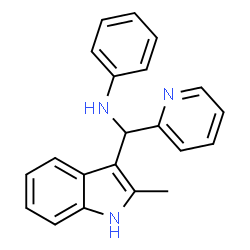 ChemSpider 2D Image | N-[(2-Methyl-1H-indol-3-yl)(2-pyridinyl)methyl]aniline | C21H19N3