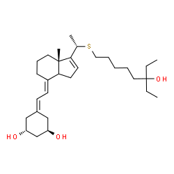 ChemSpider 2D Image | (1R,3R,7E,14xi)-17-{(1S)-1-[(6-Ethyl-6-hydroxyoctyl)sulfanyl]ethyl}-9,10-secoestra-5,7,16-triene-1,3-diol | C30H50O3S