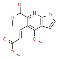 ChemSpider 2D Image | Methyl 4-methoxy-5-[(1E)-3-methoxy-3-oxo-1-propen-1-yl]furo[2,3-b]pyridine-6-carboxylate | C14H13NO6