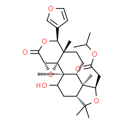 ChemSpider 2D Image | Isopropyl [(1R,3aR,5aS,5bR,6aS,9S,9aS,11aR,11bR)-9-(3-furyl)-5-hydroxy-3,3,5a,9a,11b-pentamethyl-7-oxotetradecahydro[2]benzofuro[5,4-f]oxireno[d]isochromen-1-yl]acetate | C29H40O8