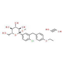 ChemSpider 2D Image | 1,2-Acetylenediol - methyl 1-C-[4-chloro-3-(4-ethoxybenzyl)phenyl]-alpha-D-glucopyranoside (1:1) | C24H29ClO9