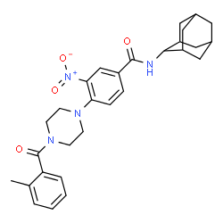 ChemSpider 2D Image | N-(Adamantan-2-yl)-4-[4-(2-methylbenzoyl)-1-piperazinyl]-3-nitrobenzamide | C29H34N4O4