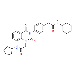 ChemSpider 2D Image | 2-[3-{4-[2-(Cyclohexylamino)-2-oxoethyl]phenyl}-2,4-dioxo-3,4-dihydro-1(2H)-quinazolinyl]-N-cyclopentylacetamide | C29H34N4O4