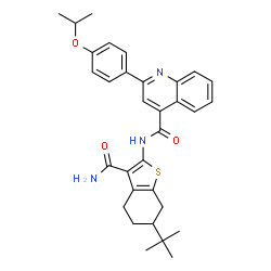 ChemSpider 2D Image | N-(6-tert-Butyl-3-carbamoyl-4,5,6,7-tetrahydro-1-benzothiophen-2-yl)-2-(4-isopropoxyphenyl)quinoline-4-carboxamide | C32H35N3O3S