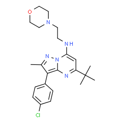 ChemSpider 2D Image | 3-(4-Chlorophenyl)-2-methyl-5-(2-methyl-2-propanyl)-N-[2-(4-morpholinyl)ethyl]pyrazolo[1,5-a]pyrimidin-7-amine | C23H30ClN5O