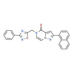 ChemSpider 2D Image | 2-(1-Naphthyl)-5-[(3-phenyl-1,2,4-oxadiazol-5-yl)methyl]pyrazolo[1,5-a]pyrazin-4(5H)-one | C25H17N5O2