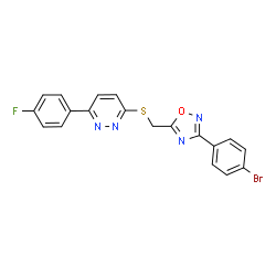 ChemSpider 2D Image | 3-({[3-(4-Bromophenyl)-1,2,4-oxadiazol-5-yl]methyl}sulfanyl)-6-(4-fluorophenyl)pyridazine | C19H12BrFN4OS