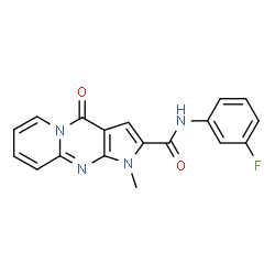 ChemSpider 2D Image | N-(3-Fluorophenyl)-1-methyl-4-oxo-1,4-dihydropyrido[1,2-a]pyrrolo[2,3-d]pyrimidine-2-carboxamide | C18H13FN4O2