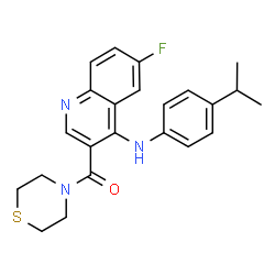 ChemSpider 2D Image | {6-Fluoro-4-[(4-isopropylphenyl)amino]-3-quinolinyl}(4-thiomorpholinyl)methanone | C23H24FN3OS