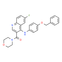 ChemSpider 2D Image | (4-{[4-(Benzyloxy)phenyl]amino}-6-fluoro-3-quinolinyl)(4-morpholinyl)methanone | C27H24FN3O3