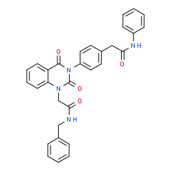 ChemSpider 2D Image | 2-{3-[4-(2-Anilino-2-oxoethyl)phenyl]-2,4-dioxo-3,4-dihydro-1(2H)-quinazolinyl}-N-benzylacetamide | C31H26N4O4