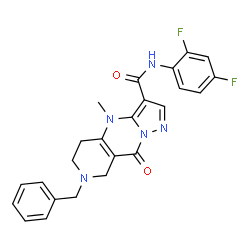 ChemSpider 2D Image | 7-Benzyl-N-(2,4-difluorophenyl)-4-methyl-9-oxo-4,5,6,7,8,9-hexahydropyrazolo[1,5-a]pyrido[4,3-d]pyrimidine-3-carboxamide | C24H21F2N5O2