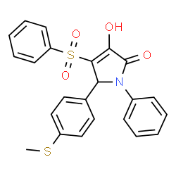 ChemSpider 2D Image | 3-Hydroxy-5-[4-(methylsulfanyl)phenyl]-1-phenyl-4-(phenylsulfonyl)-1,5-dihydro-2H-pyrrol-2-one | C23H19NO4S2