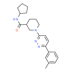ChemSpider 2D Image | N-Cyclopentyl-1-[6-(3-methylphenyl)-3-pyridazinyl]-3-piperidinecarboxamide | C22H28N4O