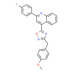 ChemSpider 2D Image | 2-(4-Fluorophenyl)-4-[3-(4-methoxybenzyl)-1,2,4-oxadiazol-5-yl]quinoline | C25H18FN3O2