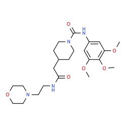 ChemSpider 2D Image | 4-(2-{[2-(4-Morpholinyl)ethyl]amino}-2-oxoethyl)-N-(3,4,5-trimethoxyphenyl)-1-piperidinecarboxamide | C23H36N4O6