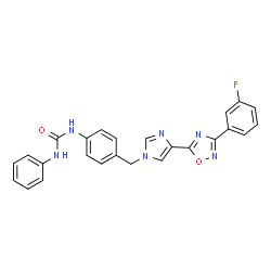 ChemSpider 2D Image | 1-[4-({4-[3-(3-Fluorophenyl)-1,2,4-oxadiazol-5-yl]-1H-imidazol-1-yl}methyl)phenyl]-3-phenylurea | C25H19FN6O2