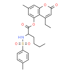 ChemSpider 2D Image | 4-Ethyl-7-methyl-2-oxo-2H-chromen-5-yl N-[(4-methylphenyl)sulfonyl]norleucinate | C25H29NO6S